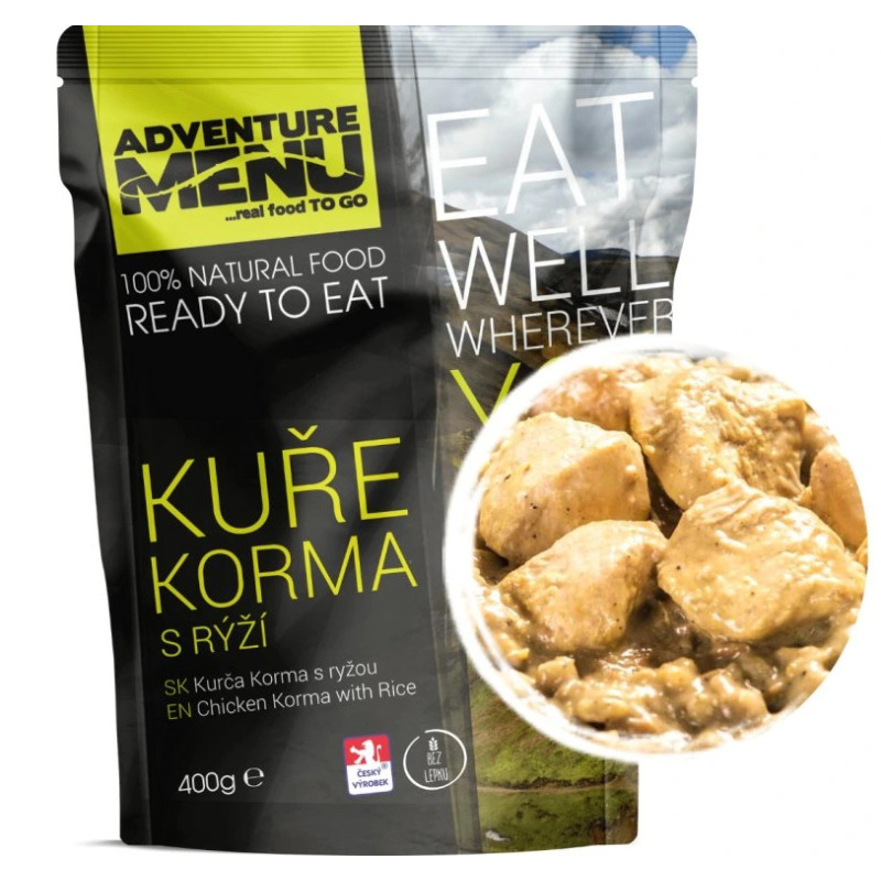 Adventure Menu Kure korma s ryzi 1 porce 400g sterilovane jidlo na cesty