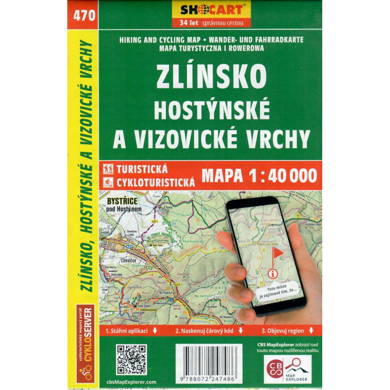 SHOCart 470 Zlinsko, Hostynske a Vizovicke vrchy 40 000 turisticka mapa