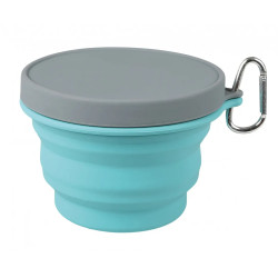 Husky Twisty 1000 ml skladaci silikonova miska s vickem a karabinkou blue