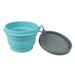 Husky Twisty 1000 ml skladaci silikonova miska s vickem a karabinkou blue 1