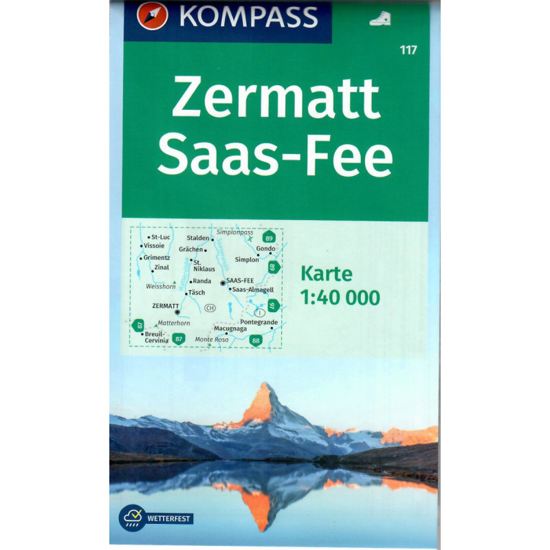 Kompas 117 Zermatt Saas Fee 40 000 turisticka mapa