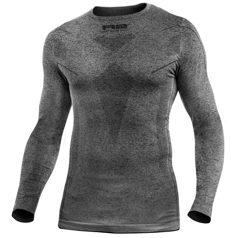 R2 ATF001B Base grey black melange panske funkcni termo triko dlouhy rukav