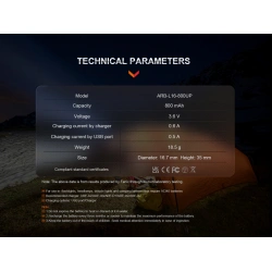 Fenix Nahradni akumulator 16340 800mAh RCR123A 800 mAh USBC Liion ARBL16800UP 7