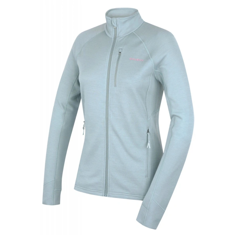Husky Alou L faded mint damska funkcni sportovni mikina celorozepinaci Merino vlna